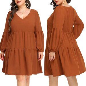 NWT Pinup Fashion Long Sleeve Babydoll Tunic Tiered Dress 18W